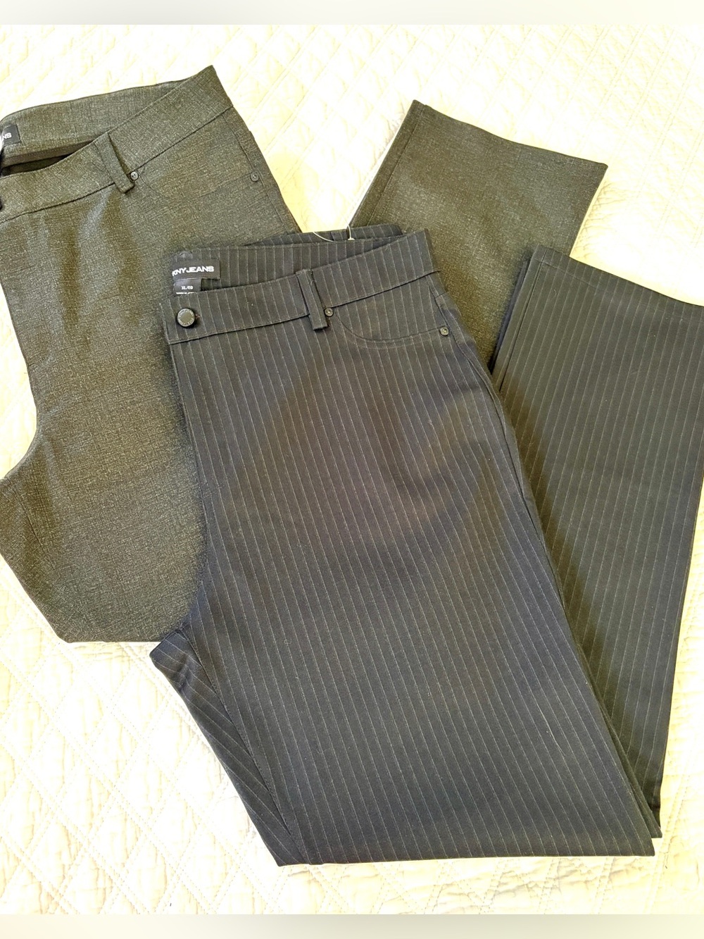 Dkny Bundle of Two DKNY Straight Leg Dress Pants. Dark Gray & Dark Blue Striped
